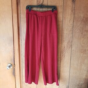 Discount Divas Dark Red Wide Leg Pants Size L Pull On Elastic Waist Stretch